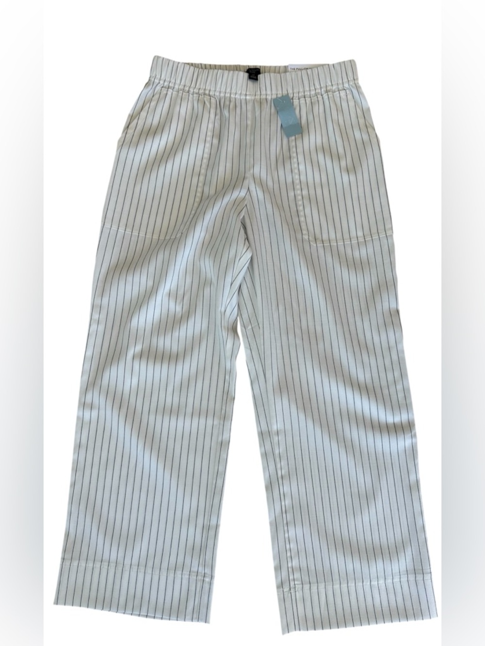 NWT Ann Taylor High Rise Pull-on Pants White Pinstripe M P inseam 27” ret $99